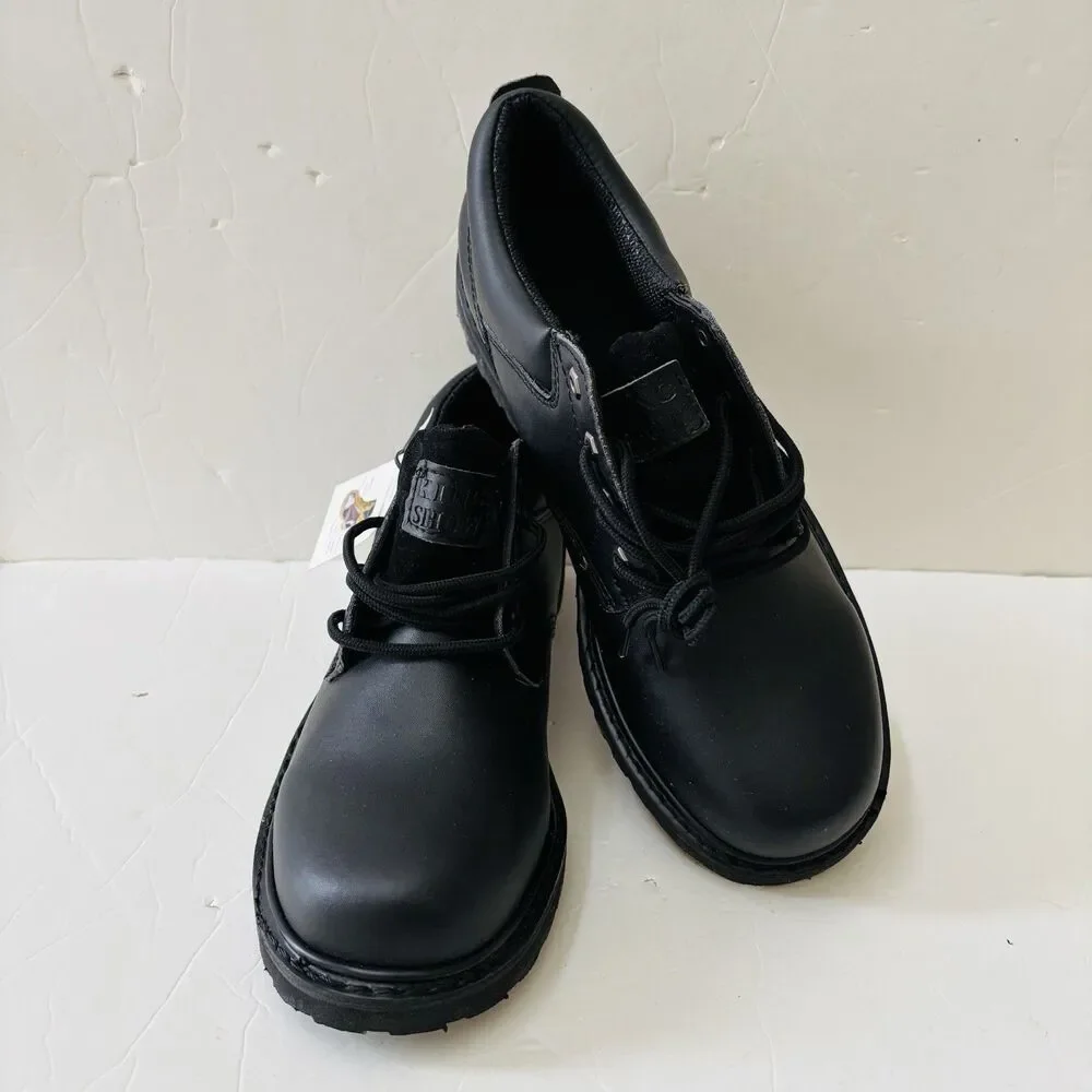 KINGSHOW MEN'S WORK BOOTS BLACK LEATHER LACE UP AND OIL RESISTANT SIZE 9.5/10/12
